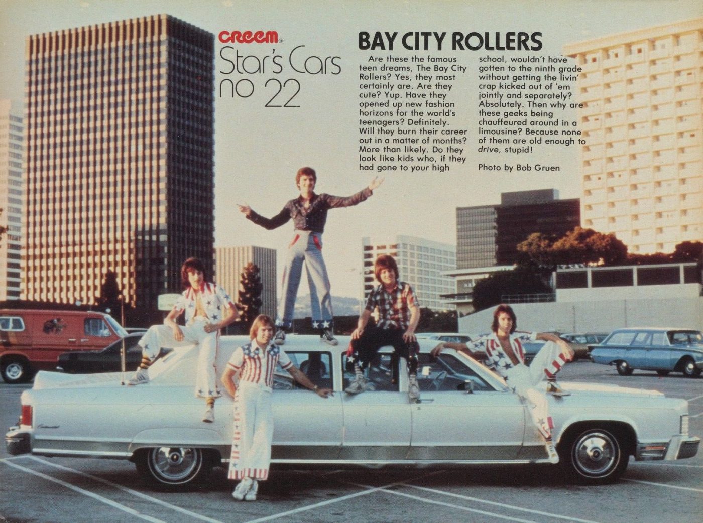 Лимузин и участники группы Bay City Rollers, фото Боб Грюэн